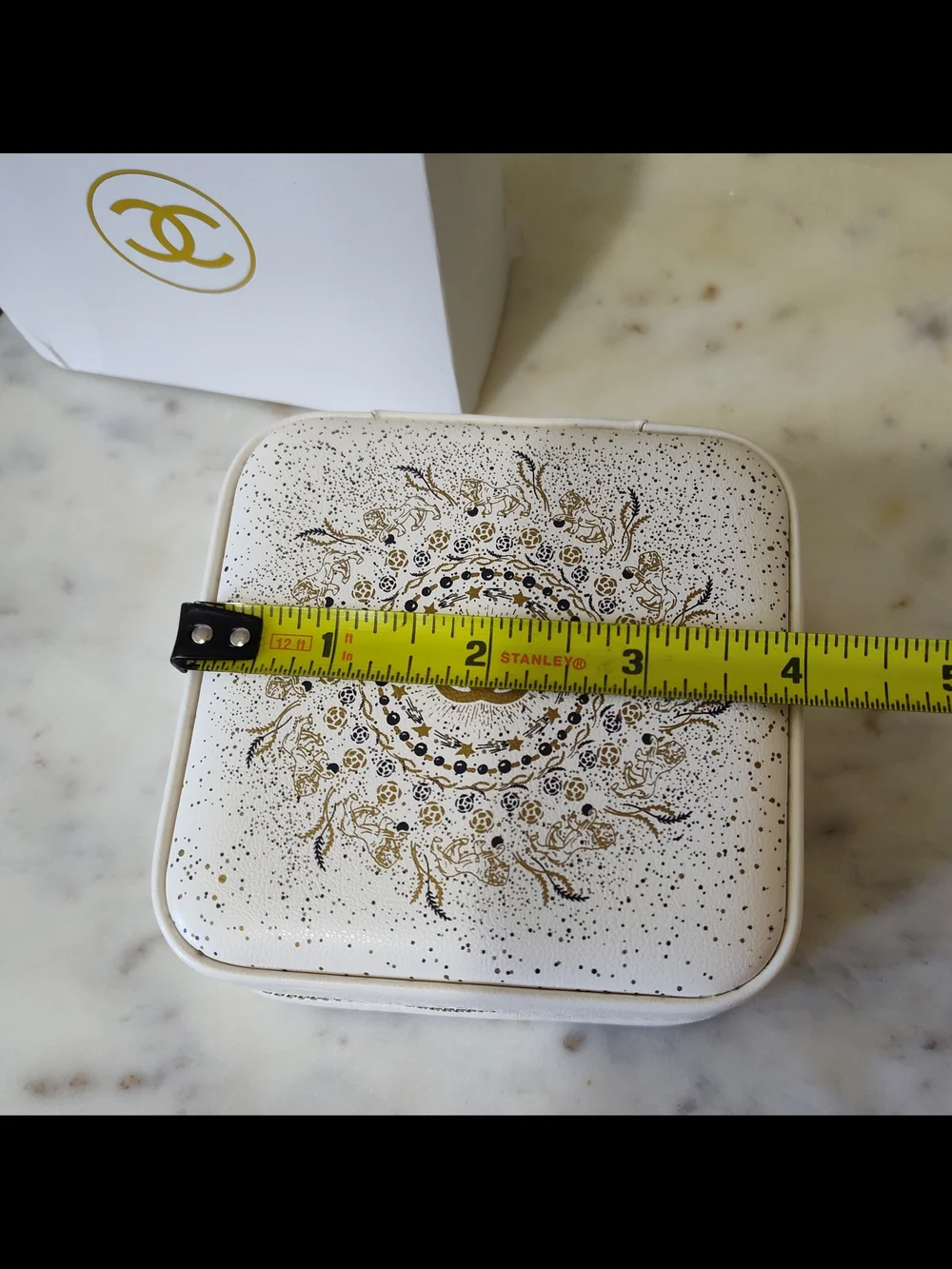 CHANEL Ivory Blue Gold Beauty Celestial Jewelry Travel Case Vanity Organizer NIB